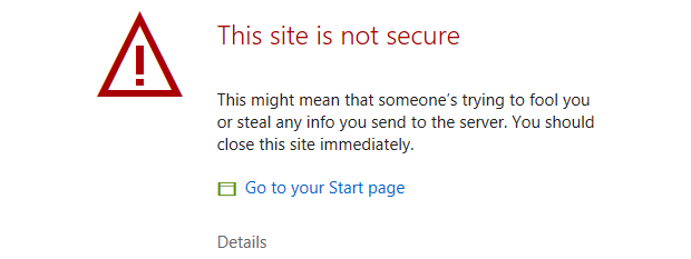 Secure website SSL message (Image)